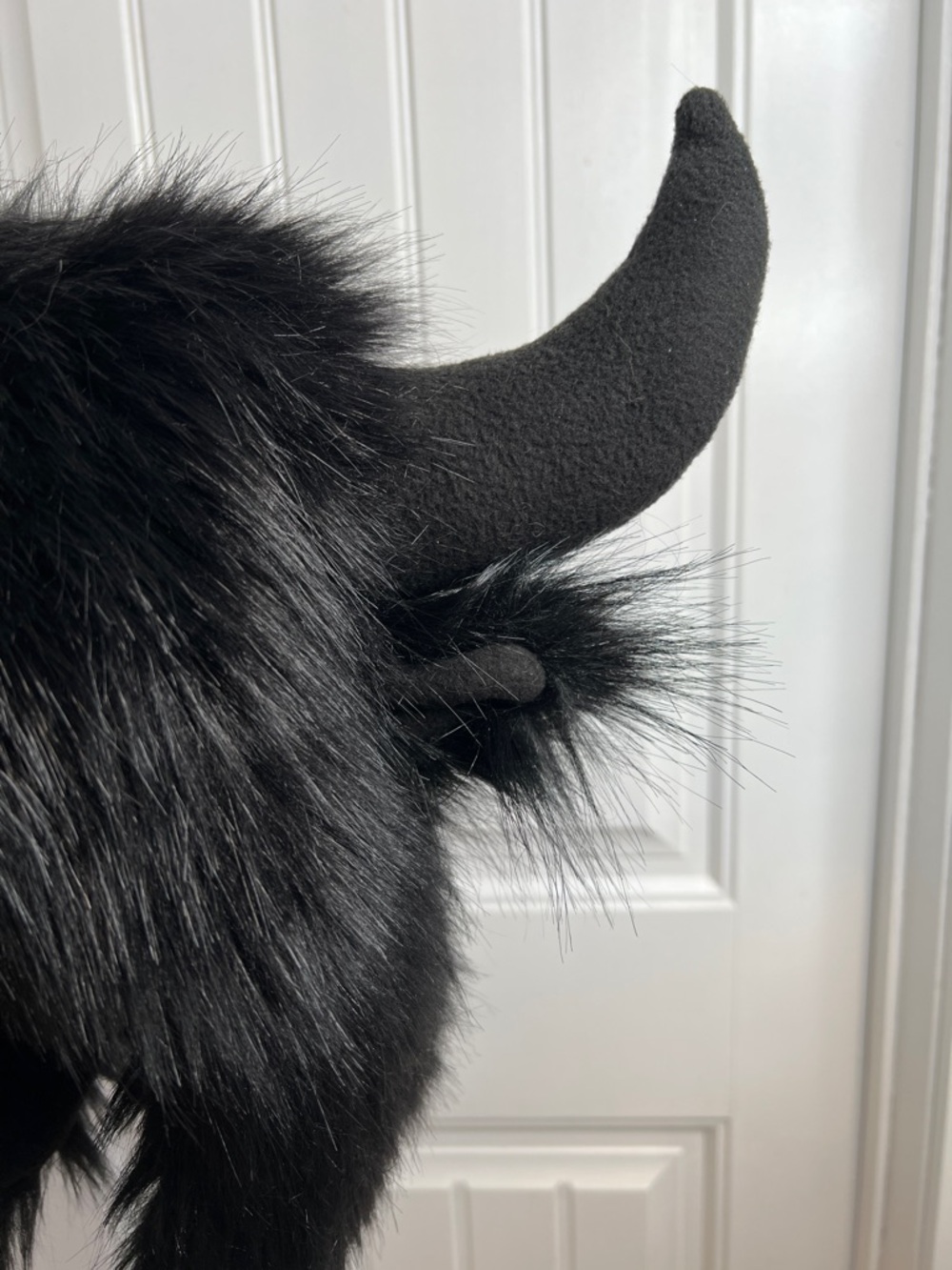 Black Faux Fur Funny Plush Ox Horn Cosplay Warm Costume Hat. OS. - Picture 5 of 12